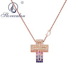 Strands Strings Slovecabin 925 Silver Rainbow Cross Letter D Pendant Move Chain Necklaces For Women Men Belle Epoque Luxury Fine Jewellery Gift 230621