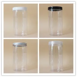 Storage Bottles 10pcs/lot 1000ml Plastic Cosmetic Jar Tall Clear Bottle White Black Lid Alauaminum Cap 1000g 92cm Diameter Hair Care Tin