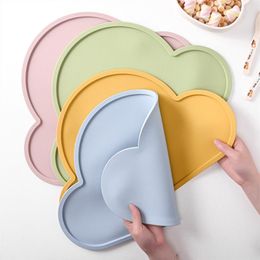 Table Mats Silicone Placemat Cloud Shape Food Grade Heat Resistant Kids Plate Mat Portable For Dining Pink