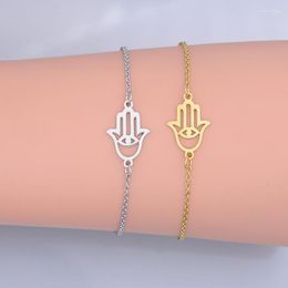 Link Bracelets Chain Stainless Steel Dainty Hamsa Hand Charm Bracelet For Women Wholesale Amazing Quality OEM Jewellery Order AcceptedLink