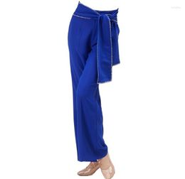 Stage Wear Latin Dance Pants For Women Female Straight High Waist Long Trousers Ballroom Cha Samba Rumba Dancewear FLHY0310