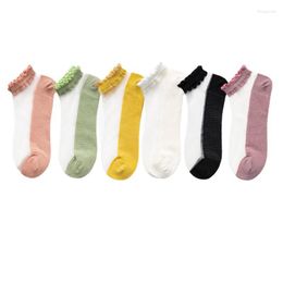 Women Socks Spring/Summer Semitransparent Lace Floor For Casual Versatile Ruffle Edge Breathable Boat