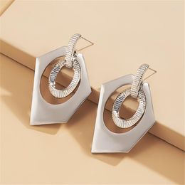 Dangle Earrings The First Letters Of 2023 Trend Retro Irregular Hollow Ring Unusual Pendant Fashion Women's Jewellery Alloy Geometry