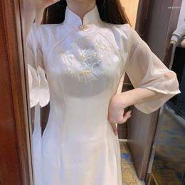 Ethnic Clothing Cheongsam 2023 Female Summer Improved Dress French Young Girl Waist