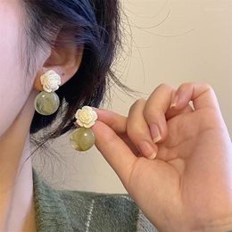 Stud Earrings French Camellia Flower Fashion Fresh Sen Series Feminine Temperament Silver Needle Jewellery Gifts