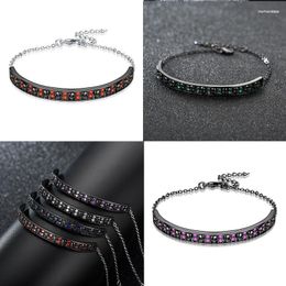 Link Bracelets Chain Skull Black Crystal Zircon Bracelet For Women Skeleton Charm Bangles Jewelry Gift Drop Raym22