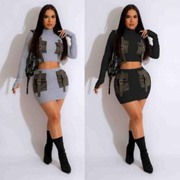 Work Dresses Sexy Y2K Two Piece Skirt Sets For Women 2023 Casual Crop Top And Mini Dress Outfit Streetwear