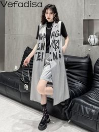 Women's Tracksuits Vefadisa 2023 Summer Shorts And Long Vest Set Letter Print Black Grey Women Fashion Personalised Trendy Girl Matching