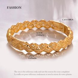 Bangle ANNAYOYO 4Pcs/lot 24K Gold Colour Bresslate Bangles For Women Girls Dubai Circle Bracelet Jewellery Ethiopian Bride Wedding Jewerly