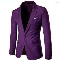Men's Suits Men's Men's Purple One Button Slim Fit Suit Blazer 2023 Spring Wedding Business Tuxedo Jacket Men Costume