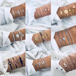 Link-Armbänder im europäischen und amerikanischen Stil, böhmische geometrische Muschel, Liebesmond, Seil-Ketten-Set, Damen-Armband-Schmuck, mehrere Stile