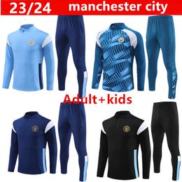 HAALAND soccer jerseys 23/24 tracksuit DE BRUYNE MANS CITIES GREALISH STERLING FERRAN MAHREZ MANCHESTERS FODEN 2023-2024 training suit uniforms men kids kit sets