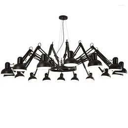 Pendant Lamps LED Modern Chandelier Black Suspension Luminaire Hanging For Living Room Flexible Spider Lights