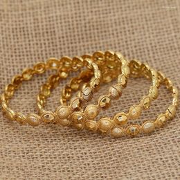 Bangle 4Pcs/lot 24K Dubai African Gold Colour Bangles For Women Girls Bracelets Saudi Arabia Jewellery Ethiopian Bride Wedding Gift Raym22