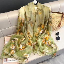 Scarves Soft Silk Scarf For Women Luxury Headscarves Hijab Muslim Shawl Bandana Foulard Warm Autumn Wrap W320