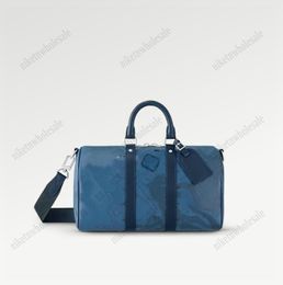 KEEPALL BANDOULIERE 35 Handbag M22573 Men's Designer Duffel Bags Abyss Blue Aquagarden canvas water drop effect Designer Travel Bag Large capacity Crossbody