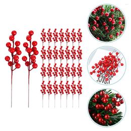 Decorative Flowers 30 Pcs Artificial Garland Xmas Berries Tree Branches Decoration Christmas Picks Fake Berry Stem Plastic Red