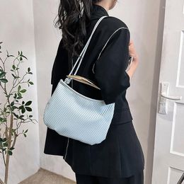 Evening Bags 2023 INS Luxury Designer Women Metal Handle Handbags Green Blue PU Leather Shoulder Bag Clutch Pink White Crossbody