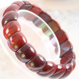 Strand Bracelet For Men Women Jewelry Gift Stretch Natural Stone Beads Bangle Red Jaspers 8" 1Pcs H016