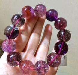 Strand Genuine Natural Super 7 Seven Quartz Melody Stone Beads Women Fashion Bracelet 17mm