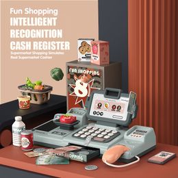 Other Toys Kids Shopping Cash Register Toys Mini Supermarket Set Simulation Food Calculation Checkout Counter Pretend Play Toy For Children 230621