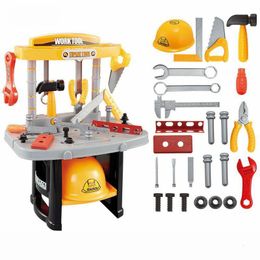 Tools Workshop Tool Set Toys For Kids Tools Box Engineer Multifunction Maintenance Desk Educational Intelligence Pretend Play Children Toy 230621