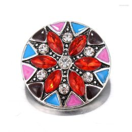 Charm Bracelets 10pcs/lot Rhinestone Stone Crystal Flower Snap Buttons For Women Fit 18mm DIY Bracelet/Necklace Jewellery Making Raym22