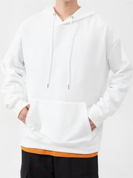 Men's T Shirts Casual White Drop Shoulder Hooded Sweatshirt