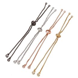 Pins Brooches 20Pcs Brass Adjustable Bracelet Chains Long Lasting Plated Slider Bracelets Charm Link for Jewelry Making Accessories 230621