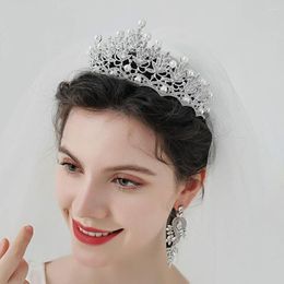 Hair Clips Crystal Tiara Bridal Wedding Pearl Pageants Crown Bride Headband Rhinestone