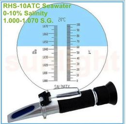 RHS-10ATC 0-0-100 0-10% 1.000-1.070sg Sea Water Salt Specific Gravity Refractometer with Hard Case salinity of sea water aquaculture food