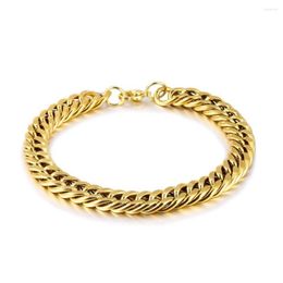 Charm Bracelets MxGxFam ( 21 Cm X 7 Mm ) 316L Titanium Steel Heavy Chain Jewelry For Men Fashion Gold Color No Fade