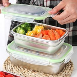 Dinnerware Sets Metal Bento Boxes Sealing Crisper Container For Home Office (Green 850ML/550ML/350ML)