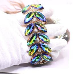 Bangle Colourful Crystal Adjustable Large Bracelet For Women Luxury Fashion Glamour Cuff Men Elastic Rope Party Jewellery