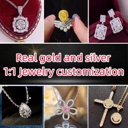 VIP Customised pendant necklace 18K real gold clover designer necklace silver nail bracelet trinity moissanite t diamond engagement ring Jewellery Smile h saturn