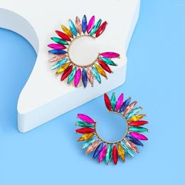 Stud Earrings DOINGPRO Metal Multicolor Rhinestone C-Shape Study Casual Party Minimalist Jewellery 2023 Women's Fashion Accessories