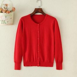 Women's Knits Women's Knitted Cardigan 2023 Autumn Spring Coats Short Round Neck Long Sleeve Jacket Versatile Solid Colour Small Shawl