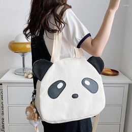 Evening Bags Canvas Teenage Girl Shoulder Elegant Kawaii Designer Panda Shaped Chic Soft Ladies Shopper Bag Portable Women Crossbody