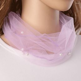 Scarves Scarf Women's Spring Summer Thin Silk Mesh Lace Pearl Solid Versatile Fashion Small Neckerchief SA466