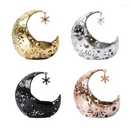 Candle Holders Wrought Iron Moon Snowflake Holder Decorative Home Bedroom Room Dormitory