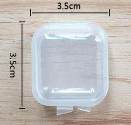 Square Empty Mini Clear Plastic Storage Containers Box Case with Lids Small Box Jewellery Earplugs Storage Box dh9566