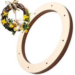 Decorative Flowers Wooden Wreath Ring 4 Pack Frame With Pre-Cut Holes Floral Hoop Macrame Craft Rings Wedding