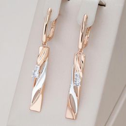 Dangle Earrings Kinel Fashion Geometric Hollow Pendant 585 Rose Gold And Silver Dichroic Plating Wedding Daily Fine Jewellery Gift