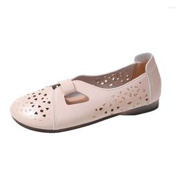 Leather Comfortable 2024 Sandals Handmade Shoes Flat-Heeled Soft-Soled Female Wind Tunnel Hollow Women Casual Flats 31422 67041 65698