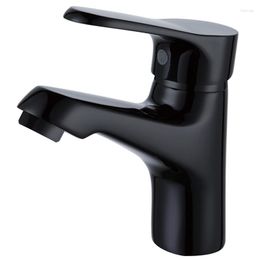 Bathroom Sink Faucets SKOWLL Vanity Faucet Single Handle Hole Basin Mixer Tap Matte Black HG-271
