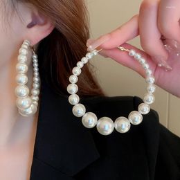 Dangle Earrings KAITIN Large Pearl Women French Fashion High Sense Temperament Hoop Earring For Retro Exaggerate Jewellery 2023