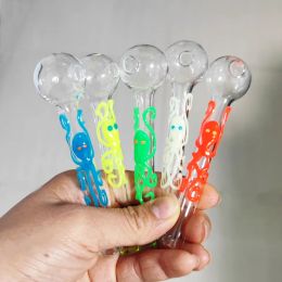 Octopus Smoke Tube Pyrex Oil Burner Glass Pipe 4 inch Glow in the dark Thick Colourful Glass Water Hand Pipes Smoking Accessories for Smokers