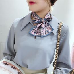 Scarves Korean Silk Scarf Clean Animals Print Carton King Fashionable Hand Rolled Satin Neck Small Long For Girls