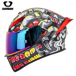 Motorcycle Helmets Fashion Men Full Face Helmet Colorful Moto Casco Riding Double Sun Visor Dot ECE Certification Motorbike