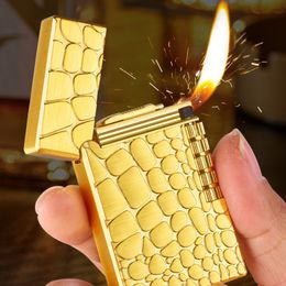 Metal Oblique Cigarette Pipe Lighter Novel Butane Gas Lighter Inflated Open Fire Wheel Square Lighter Smoking Accessories